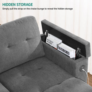 L-Shaped Sleeper Sofa Bed with Storage & USB Charging – Grey