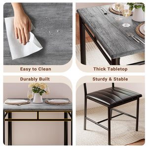 2-Person Dining Table Set with Upholstered Chairs