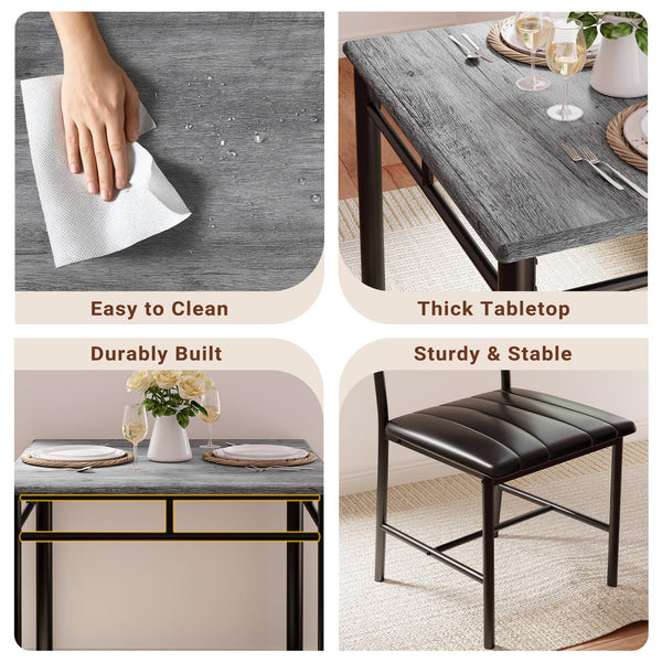 2-Person Dining Table Set with Upholstered Chairs