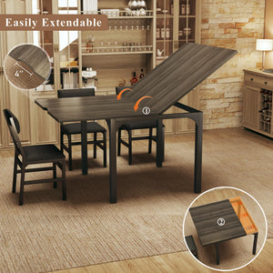 7-Piece Extendable Dining Table Set with 6 Upholstered Chairs