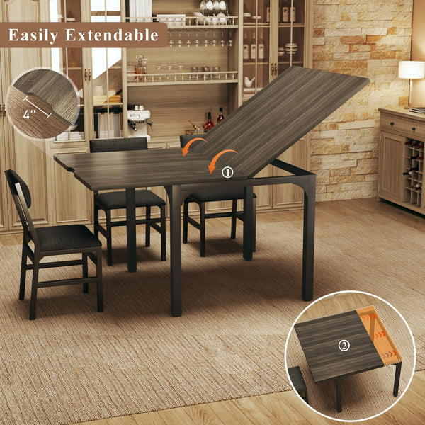 7-Piece Extendable Dining Table Set with 6 Upholstered Chairs
