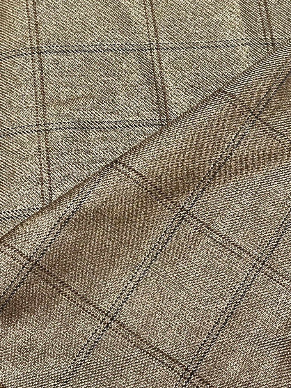 Olive Green Plaid Wool Suiting Fabric – Italian Woven, 59" Wide