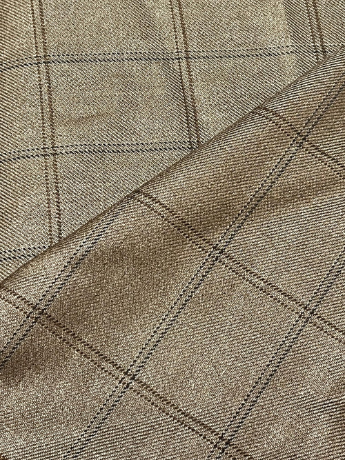 Olive Green Plaid Wool Suiting Fabric – Italian Woven, 59" Wide