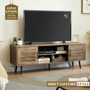 Mid-Century Modern TV Stand with Storage Cabinet – Fits TVs up to 65"