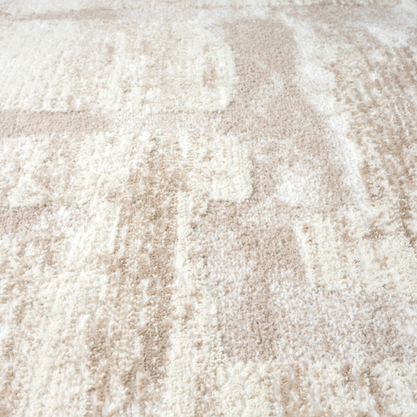 Cream Block Pattern Area Rug