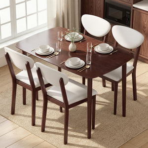 5-Piece Mid-Century Modern Dining Table and Chair Set for 4