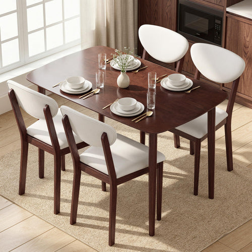 5-Piece Mid-Century Modern Dining Table and Chair Set for 4
