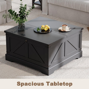 Farmhouse Lift Top Coffee Table with Hidden Storage