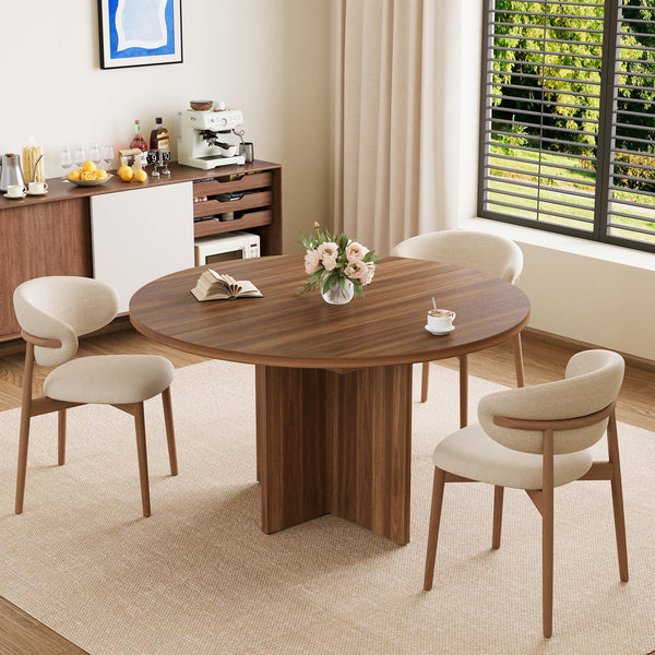Extendable Round Dining Table 43–59 Inch for 4–8 People