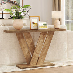 51-Inch Wood Console Table with V-Shaped Base