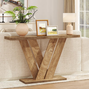 51-Inch Wood Console Table with V-Shaped Base