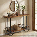 Industrial 2-Tier Console Table with Storage Shelf