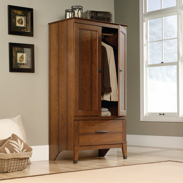 Bedroom Armoire with Garment Rod & Drawer – Washington Cherry