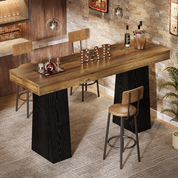 63-Inch Rustic Counter Height Bar Table