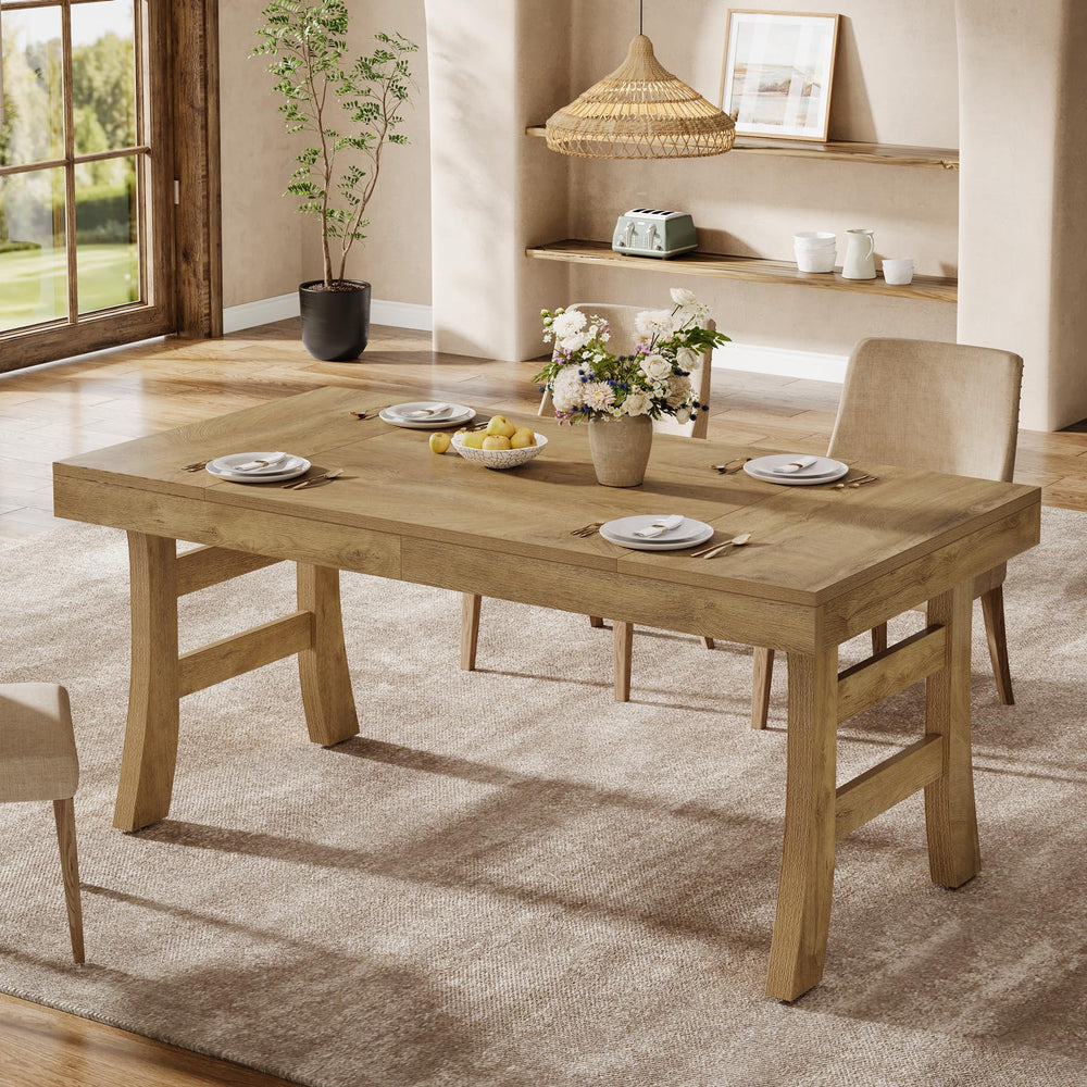 63-Inch Rectangular Dining Table for 4–6 People — Light Brown