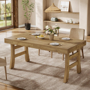 63-Inch Rectangular Dining Table for 4–6 People — Light Brown