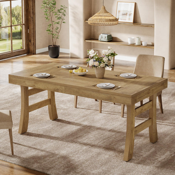 63-Inch Rectangular Dining Table for 4–6 People — Light Brown