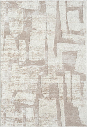 Cream Block Pattern Area Rug