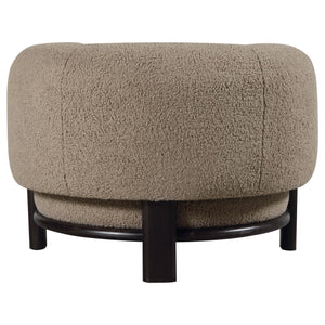 Barrel Back Accent Chair — Upholstered with Oak Wood Frame