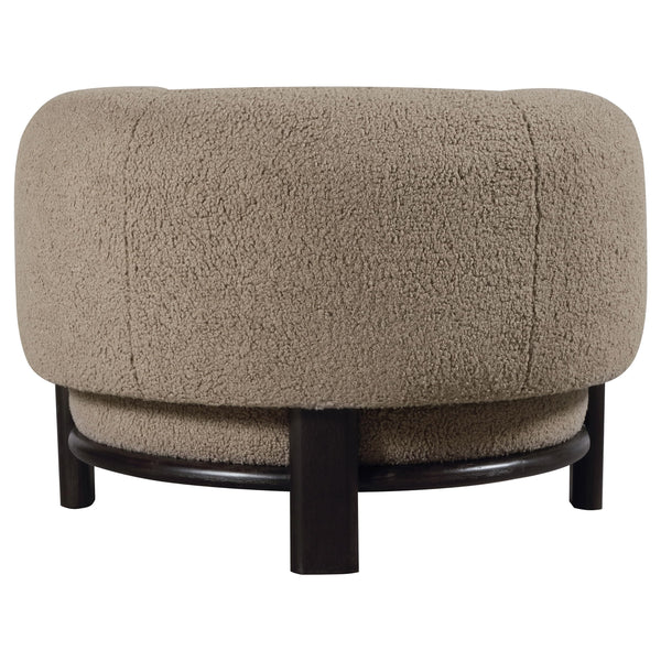 Barrel Back Accent Chair — Upholstered with Oak Wood Frame