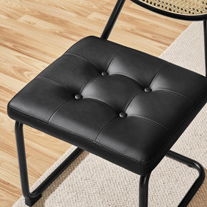Mid-Century Modern Armless Dining Chairs – Faux Leather, Black