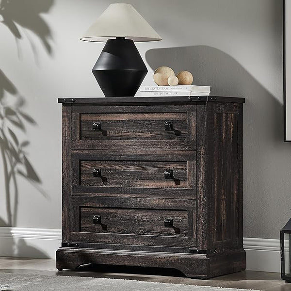32" Farmhouse Nightstand with Charging Station