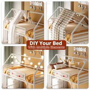 Twin XL Metal Bunk Bed with Ladder & Guardrail