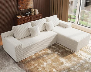 Modular Sectional Sofa with Chaise – Cloud Couch, Corduroy, L-Shaped, Deep Seat
