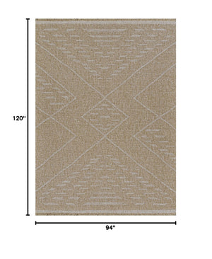 Indoor Outdoor Flatwoven Area Rug – Tribal Diamond Pattern with Fringe