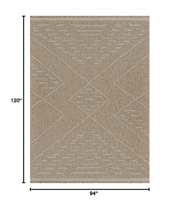 Indoor Outdoor Flatwoven Area Rug – Tribal Diamond Pattern with Fringe