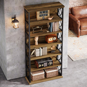 6-Tier Industrial Bookcase Set of 2, 73" Tall