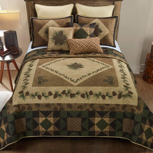 King Quilt Set – Antique Pine Lodge 4-Piece Bedding Set