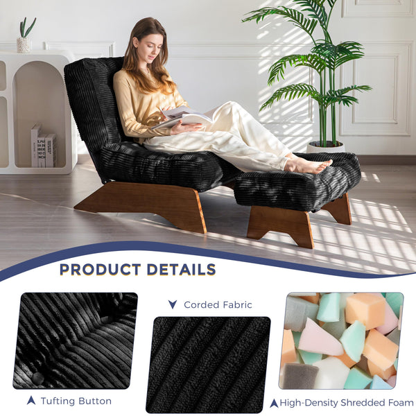 Tufted Accent Chair with Ottoman & Adjustable Backrest