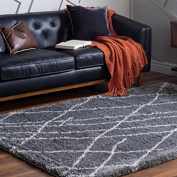 Soft Touch Shag Area Rug – Abstract Moroccan Pattern, 4x6