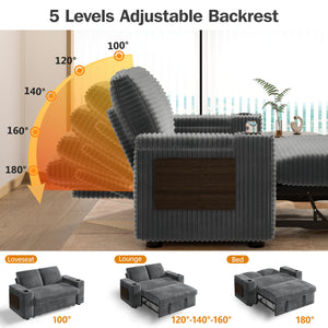 65" Convertible Loveseat Sleeper Sofa with Pull-Out Bed