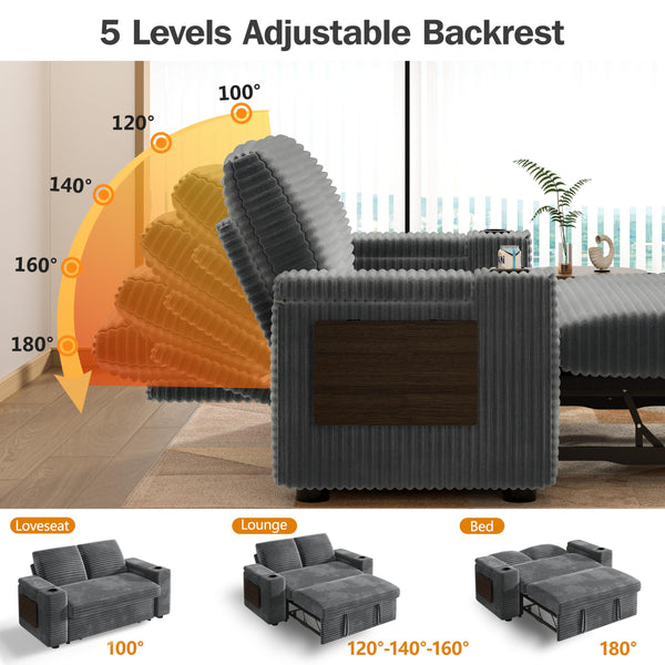 65" Convertible Loveseat Sleeper Sofa with Pull-Out Bed