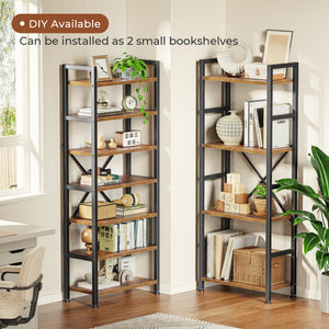 Industrial Ladder Bookshelf with Adjustable Shelves