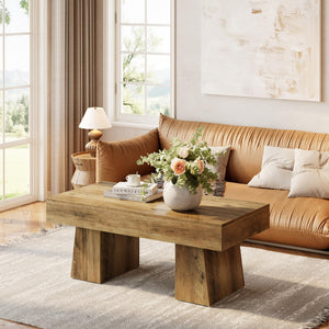Farmhouse Rectangular Coffee Table – 47 Inch MDF Living Room Center Table