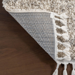 Ivory Shag Tasseled Area Rug 9x12