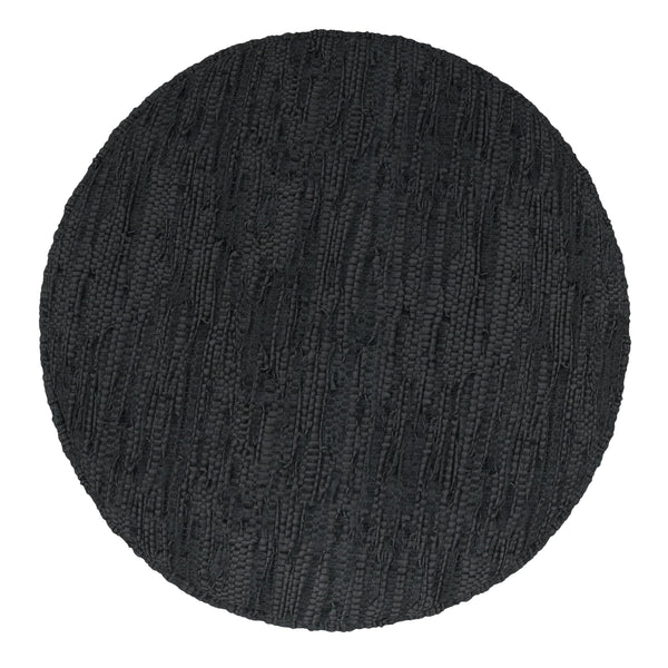 30-Inch Round Genuine Leather Pouf Ottoman
