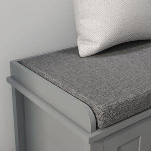 Entryway Shoe Storage Bench with Sliding Doors & Padded Seat