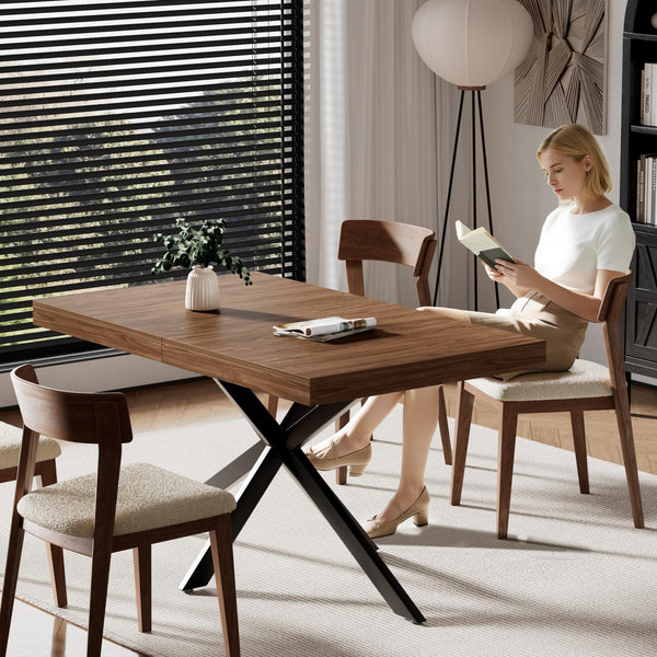 Extendable Dining Table with Hidden Leaf & Storage