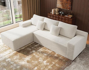 Modular Sectional Sofa with Chaise – Cloud Couch, Corduroy, L-Shaped, Deep Seat