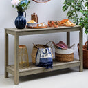 Solid Wood Outdoor Console Table with 2 Shelves