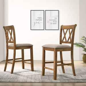 5-Piece Counter Height Dining Set with Cross-Buck Pedestal Table
