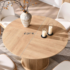 47" Round Fluted Pedestal Dining Table