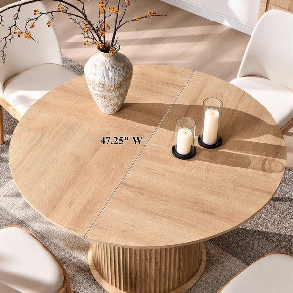 47" Round Fluted Pedestal Dining Table