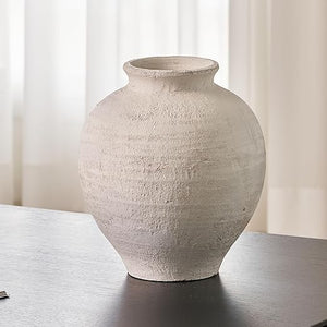 White Ceramic Oval Vase – Zen Minimalist Farmhouse Decor