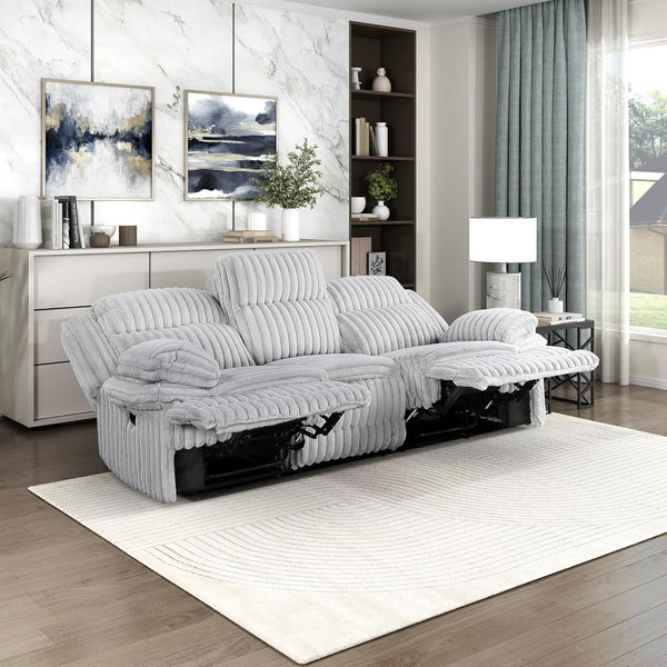 Corduroy Reclining Sofa Set with Pillow Top Arms & Pocket Coil Cushions