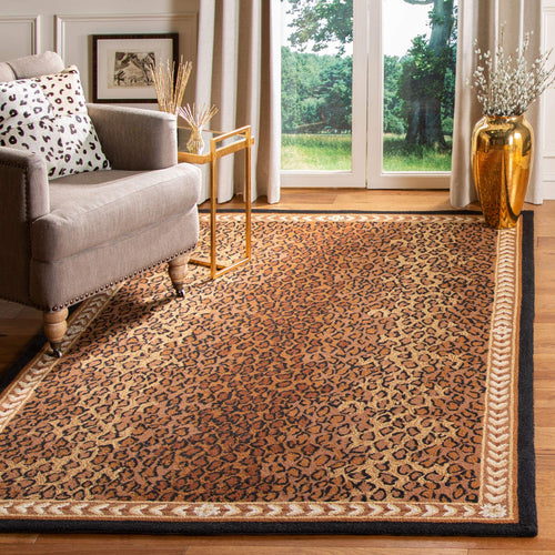 Hand-Hooked Wool Area Rug – Leopard Pattern, 6' x 9'